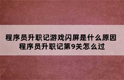 程序员升职记游戏闪屏是什么原因 程序员升职记第9关怎么过